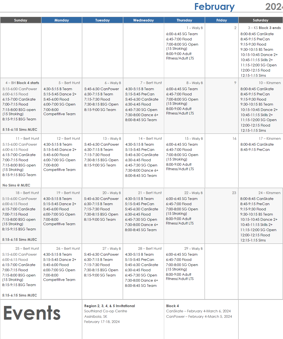 Ice Schedules Moose Jaw Skating Club